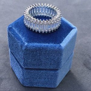 Silver Baguette Cut CZ Stackable Eternity Ring